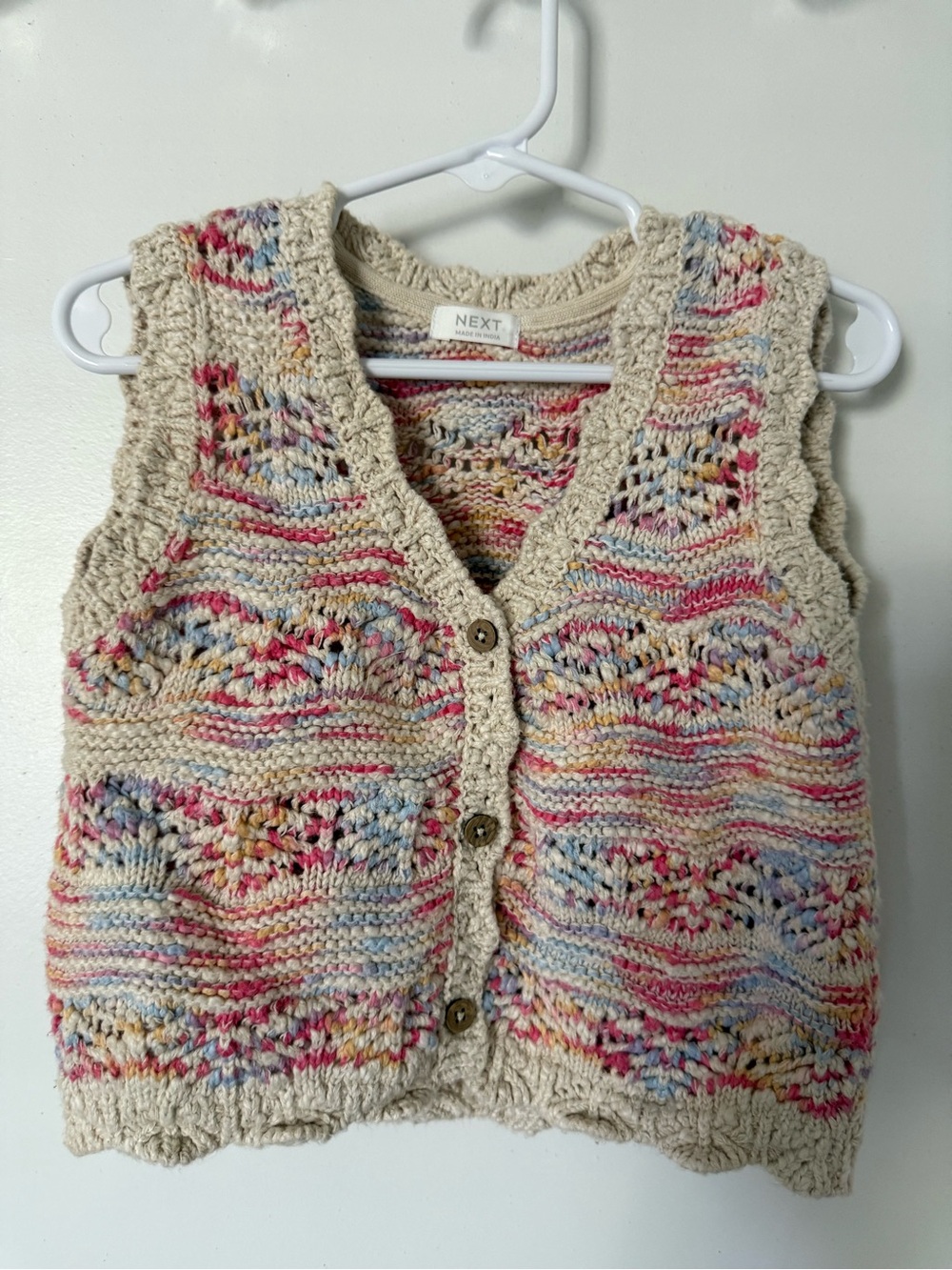 next Multicolor Knit Button Vest with Cream Trim